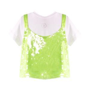 Top e t-shirt . lime/bianco