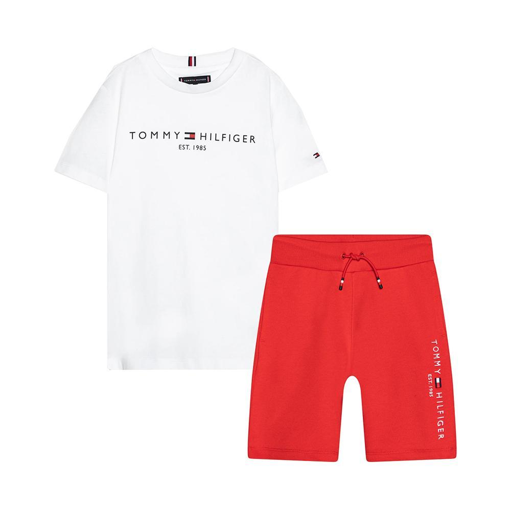 tommy hilfiger completo tommy hilfiger. bianco/rosso, 2pz - foto 1